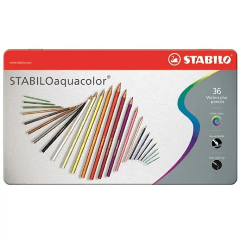 imagen de Stabilo: Set de lápices de colores Aquacolor en caja de metal 36ud 1