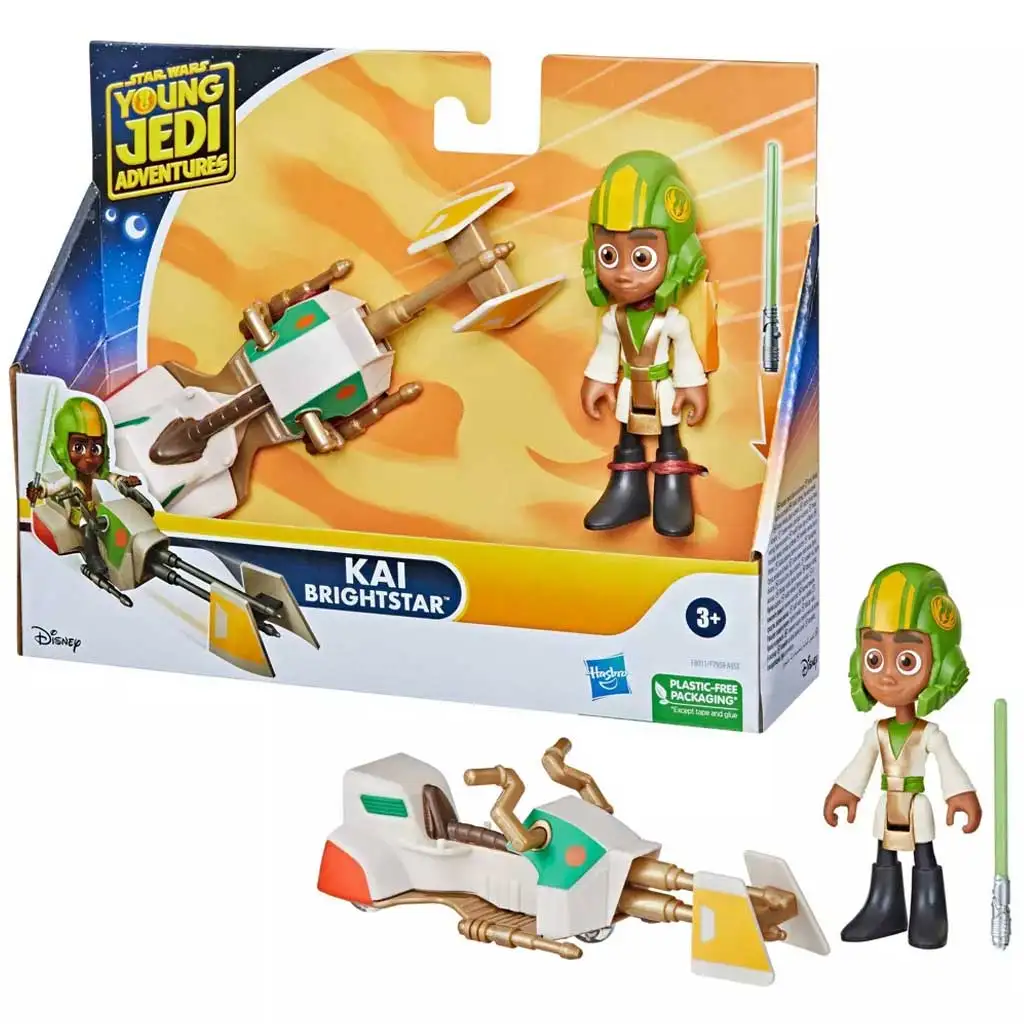 imagen de Star Wars: Aventuras de los Jóvenes Jedi - Set de Figuras de Kai Brightstar con Carro 7,5cm - Hasbro 2