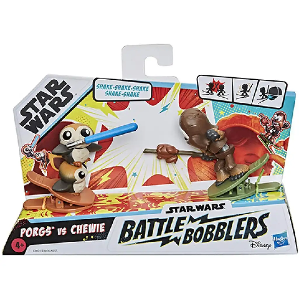 imagen de Star Wars Battle Bobblers Porgs vs Chewie figura con pinza - Hasbro 1