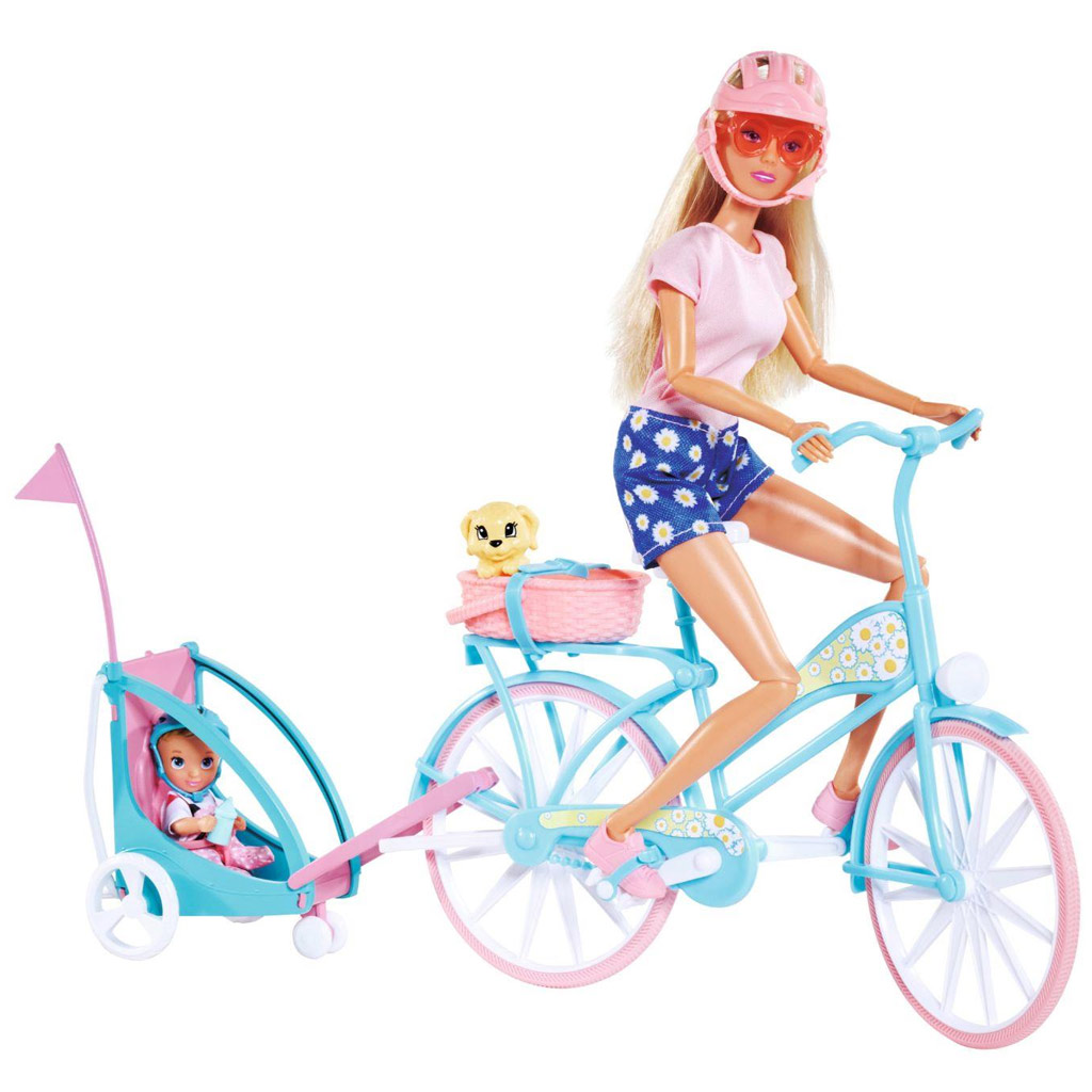 imagen de Steffi Love: Muñeca Steffi ciclista con remolque infantil - Simba Toys 5
