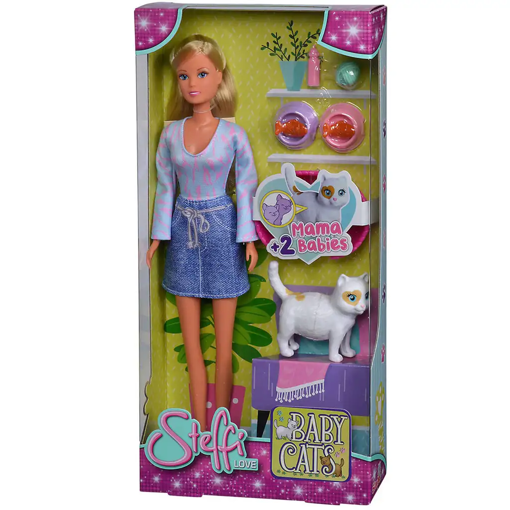 imagen de Steffi Love: Muñeca Steffi de cabello rubio con gatitos y accesorios 29cm - Simba Toys 5