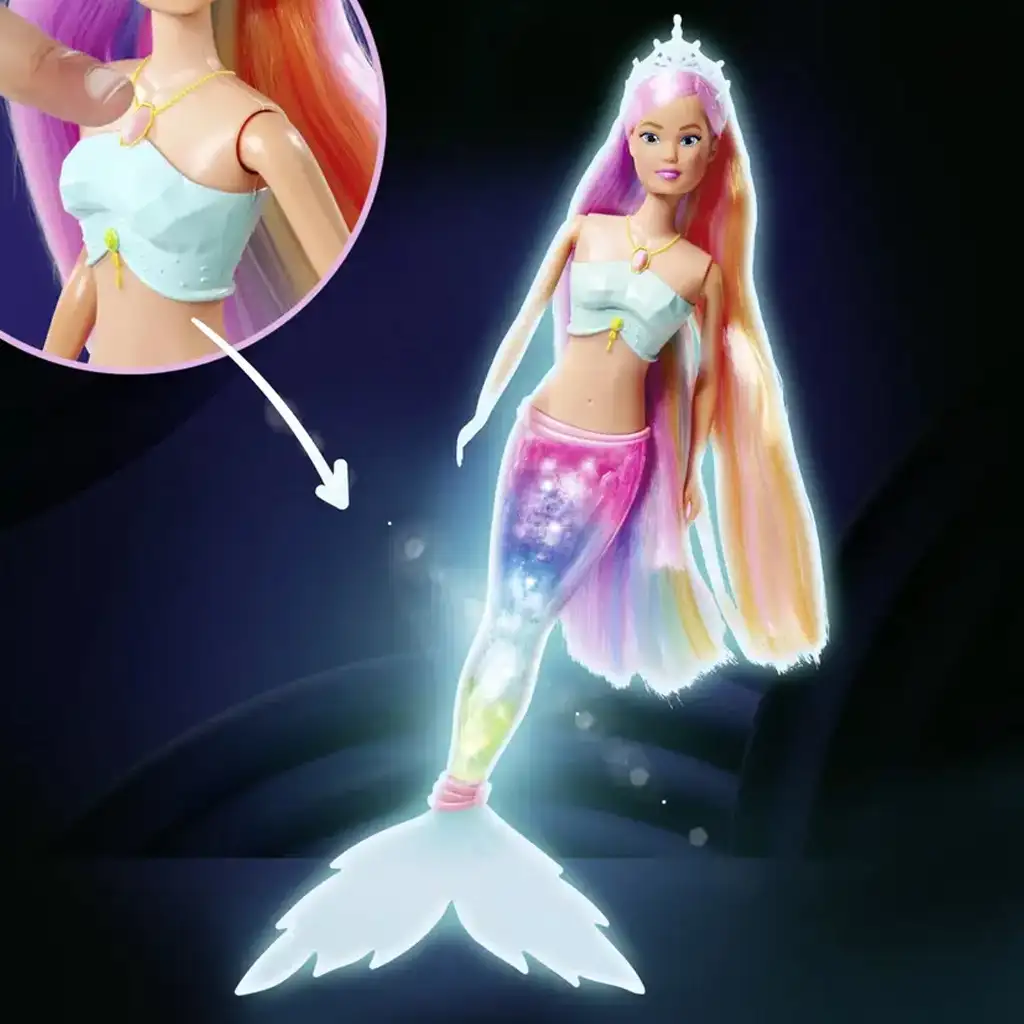 imagen de Steffi Love: Steffi sirena mágica de arcoíris con cola iluminada - Simba Toys 2