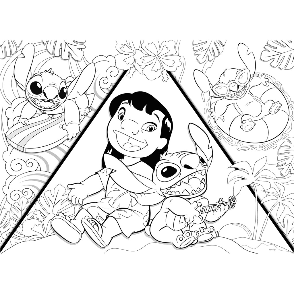 imagen de Stitch 2 en 1 150 piezas maxi puzzle y colorear 70x50cm - Lisciani 3