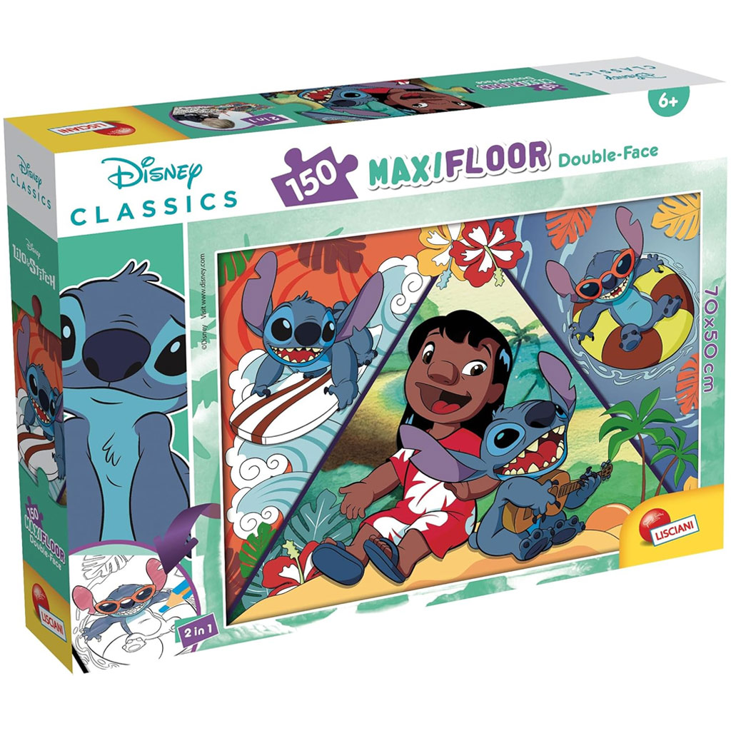 imagen de Stitch 2 en 1 150 piezas maxi puzzle y colorear 70x50cm - Lisciani 1