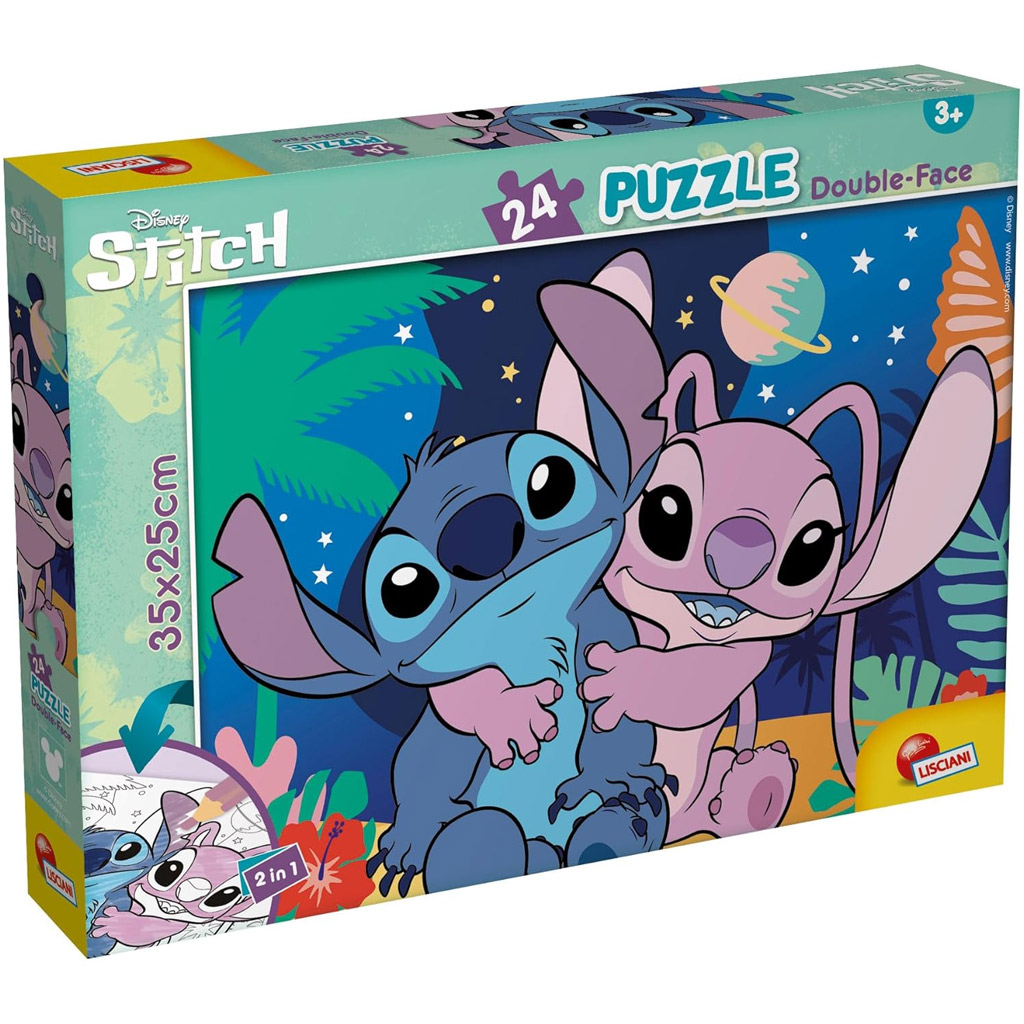 imagen de Stitch 2 en 1 24 piezas puzzle y colorear 35x25cm - Lisciani 1