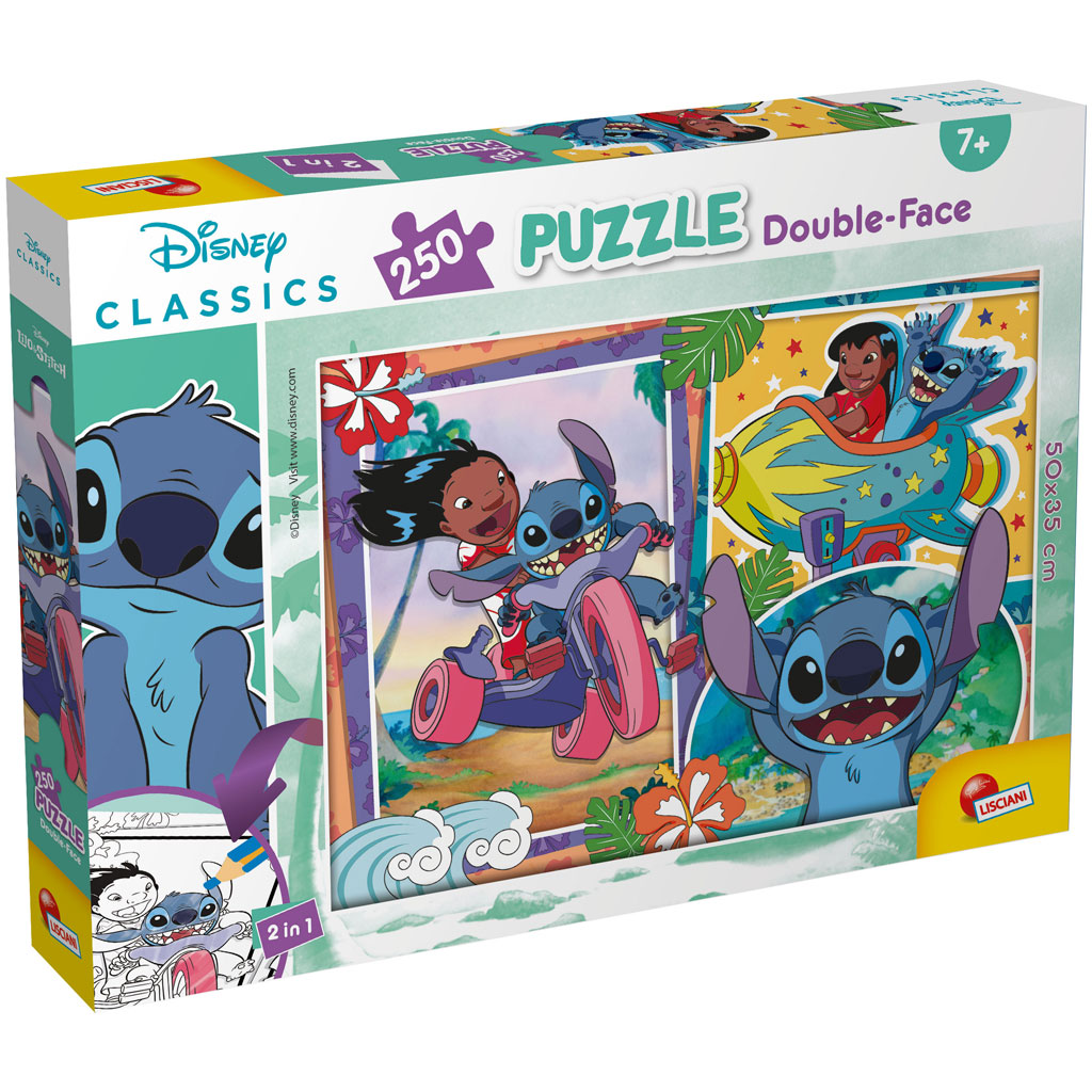 imagen de Stitch 2 en 1 puzzle y libro para colorear de 250 piezas 50x35cm - Lisciani 1