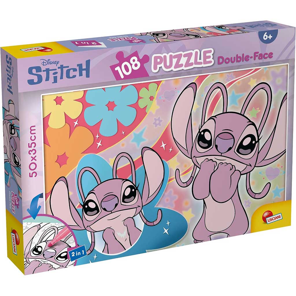 imagen de Stitch 2 en 1 rompecabezas y colorear de 108 piezas 50x35cm - Lisciani 1