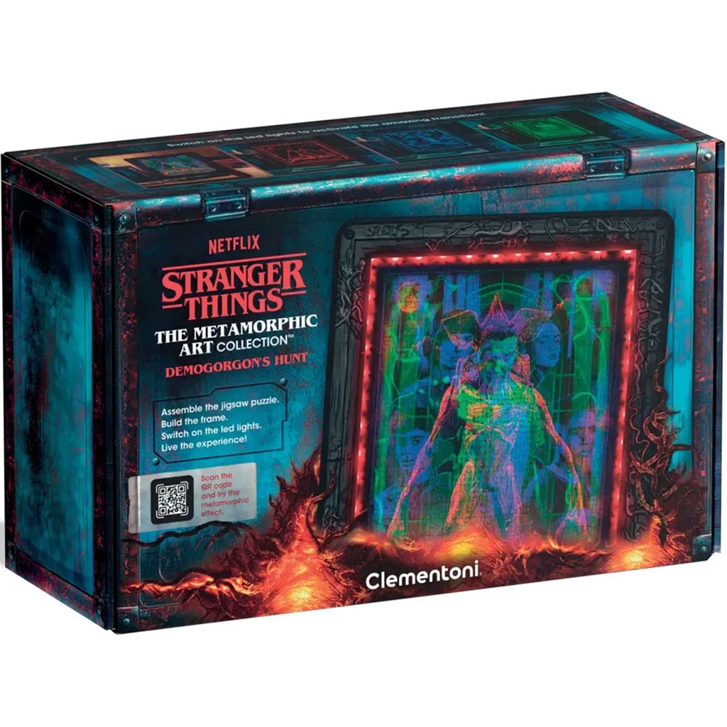 imagen de Stranger Things: Caza del Demogorgon puzzle de 520 piezas con marco y luz LED RGB - Clementoni 1