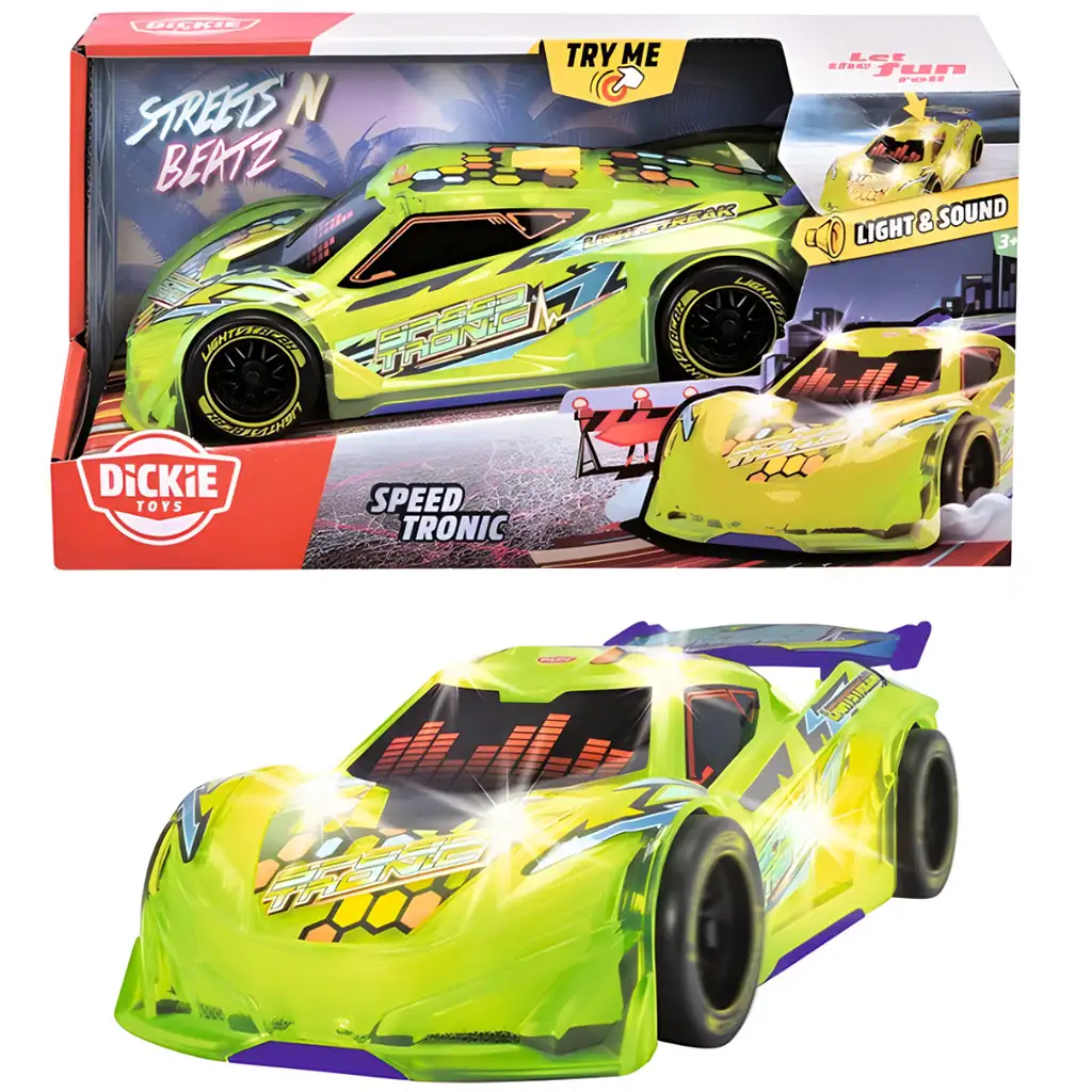 imagen de Streets Beatz: Speed Tronic coche neon verde con luz y sonido 20 cm - Dickie Toys 1