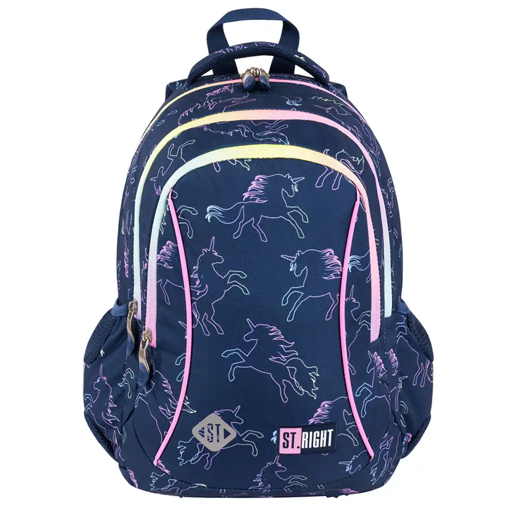 imagen de St.Right Dream unicornio mochila escolar de tres compartimentos, mochila 39x27x17cm 1