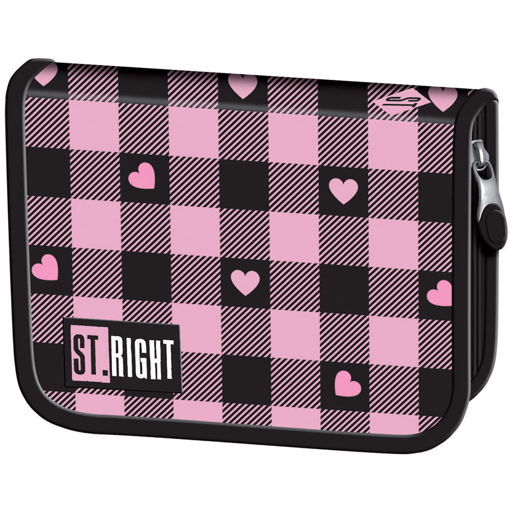 imagen de St.Right Estuche desplegable con diseño de corazones rosa-negro PC03 20,5x14x3,5cm 1