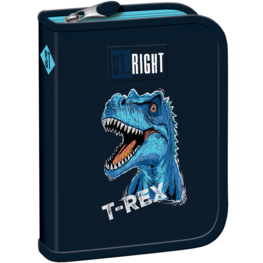 imagen de St.Right Estuche desplegable con diseño de T-Rex azul PC03 20,5x14x3,5cm 1