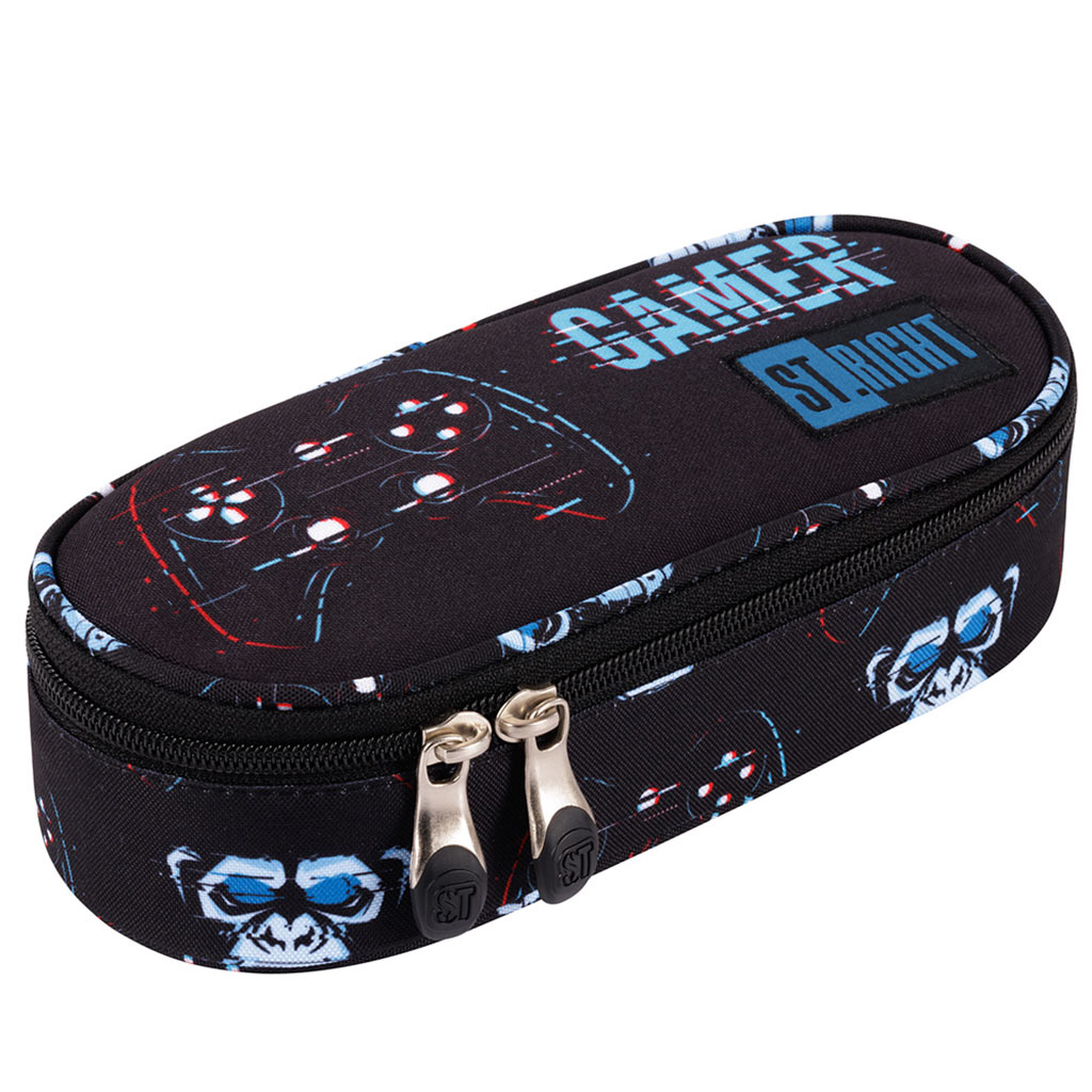 imagen de St.Right: Estuche ovalado azul Gamer de color negro-azul de 23 cm 1