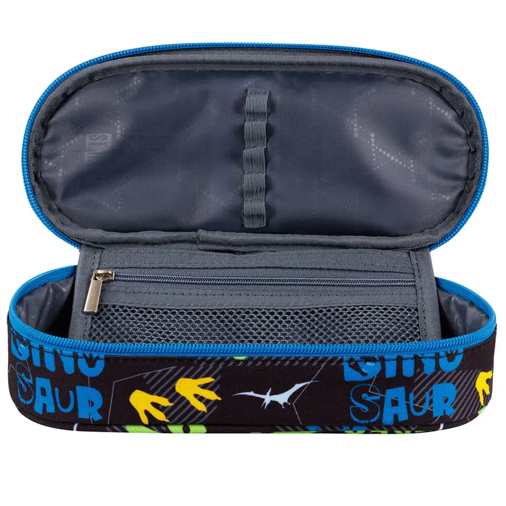 imagen de St.Right: Estuche ovalado de color azul con diseño de dinosaurio de 23cm 2