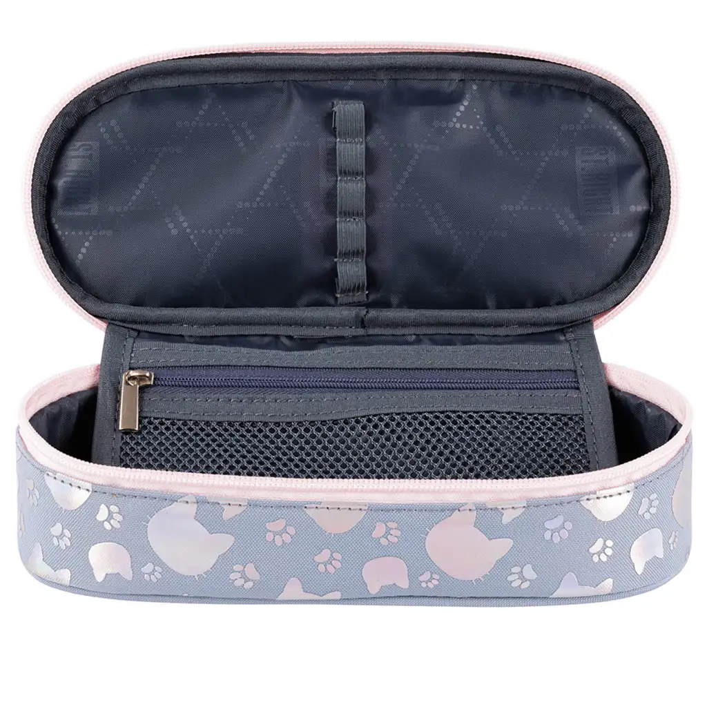 imagen de St.Right: Estuche ovalado de gatos plateados 23cm 2