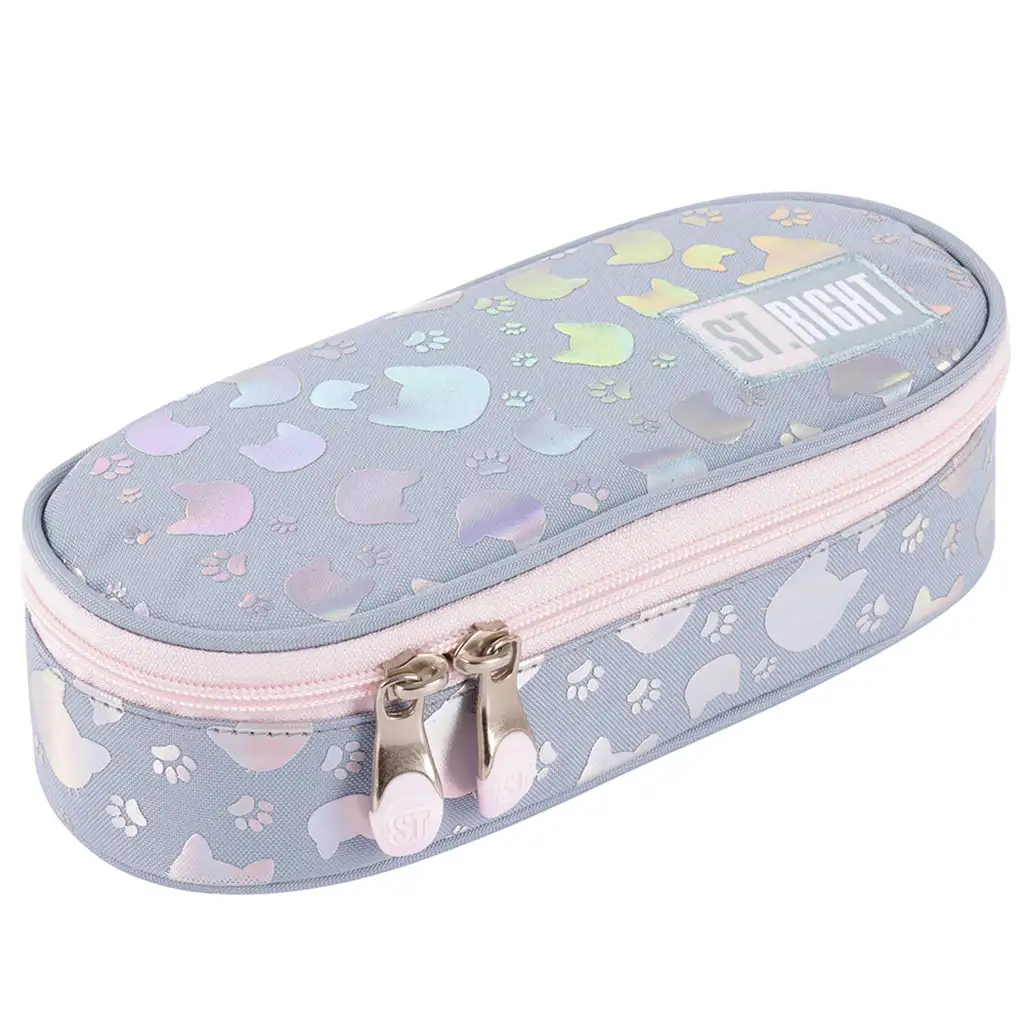 imagen de St.Right: Estuche ovalado de gatos plateados 23cm 1
