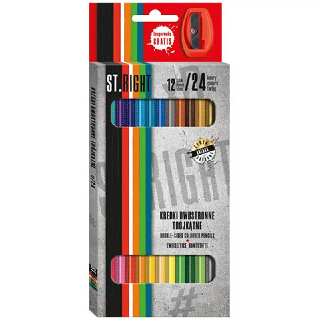 imagen de St.Right Juego de lápices de colores de doble punta de 12 piezas con sacapuntas 1