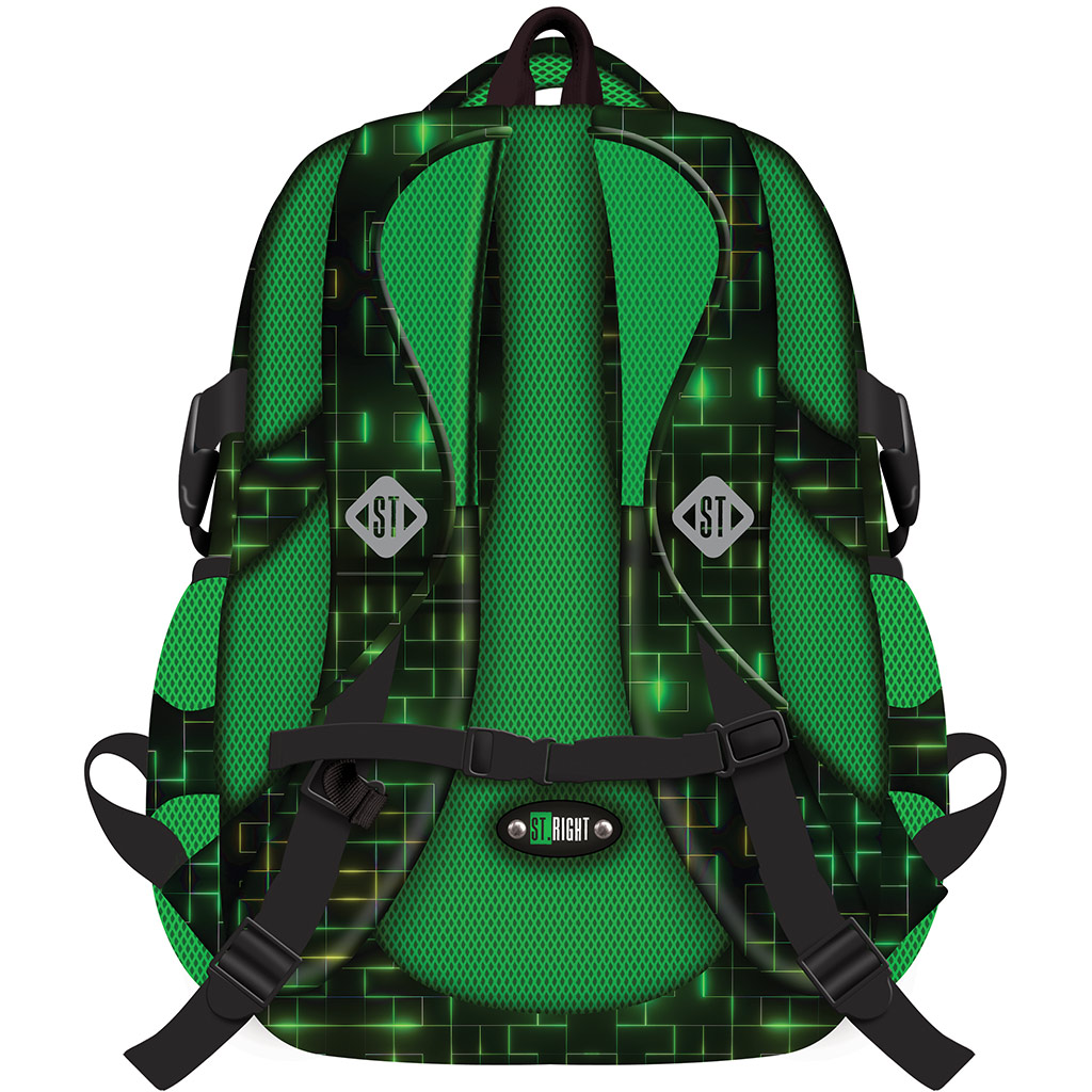 imagen de St.Right Mochila escolar con diseño de controlador verde-negro, mochila BP04 43x32x20cm 2