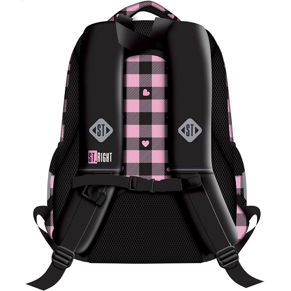 imagen de St.Right Mochila escolar de corazón rosa-negro, mochila BP26 39x27x17cm 2