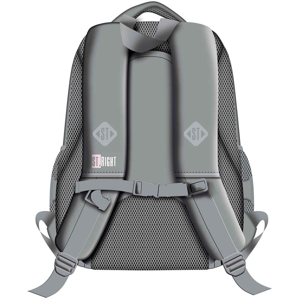 imagen de St.Right Mochila escolar gris con mariposas de tres compartimentos BP26 39x27x17cm 2