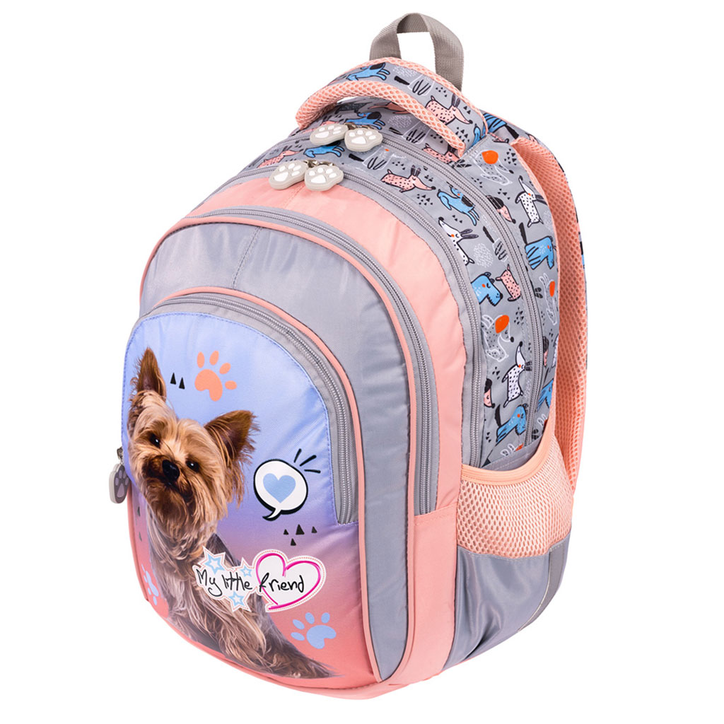 imagen de St.Right My Little Friends Gris York mochila escolar de cuatro compartimentos, mochila 40x28x18cm 3