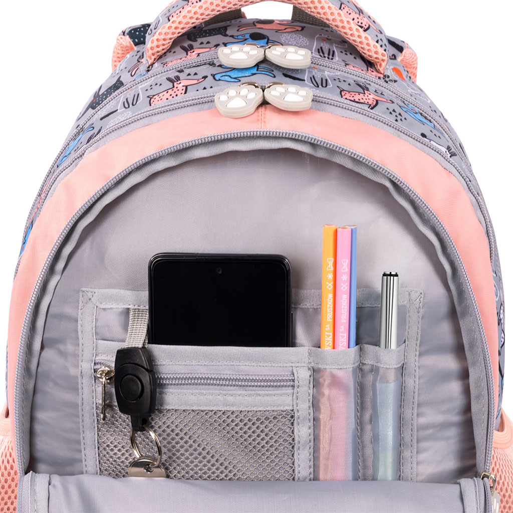imagen de St.Right My Little Friends Gris York mochila escolar de cuatro compartimentos, mochila 40x28x18cm 5