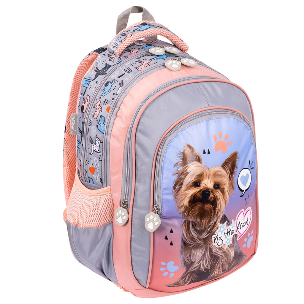 imagen de St.Right My Little Friends Gris York mochila escolar de cuatro compartimentos, mochila 40x28x18cm 1