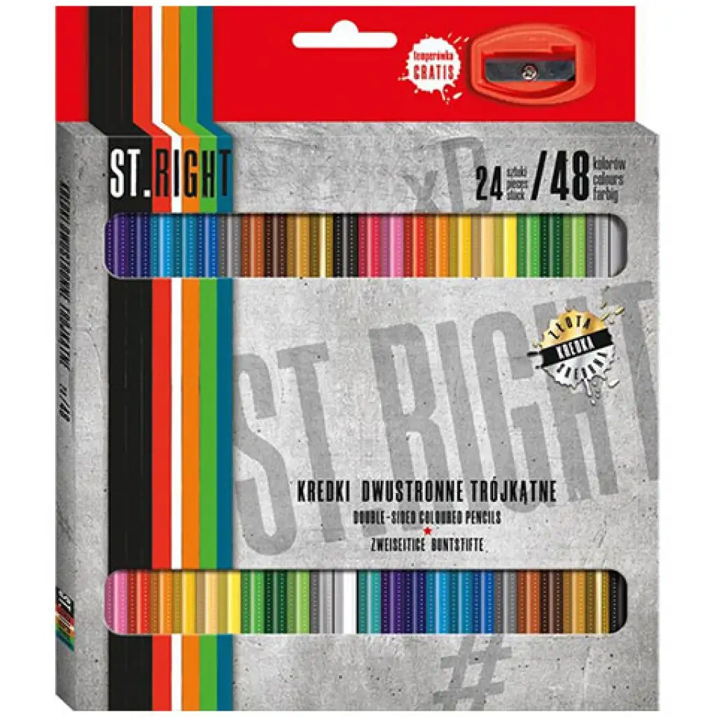 imagen de St.Right Set de lápices de colores de doble punta de 24 unidades con sacapuntas 1