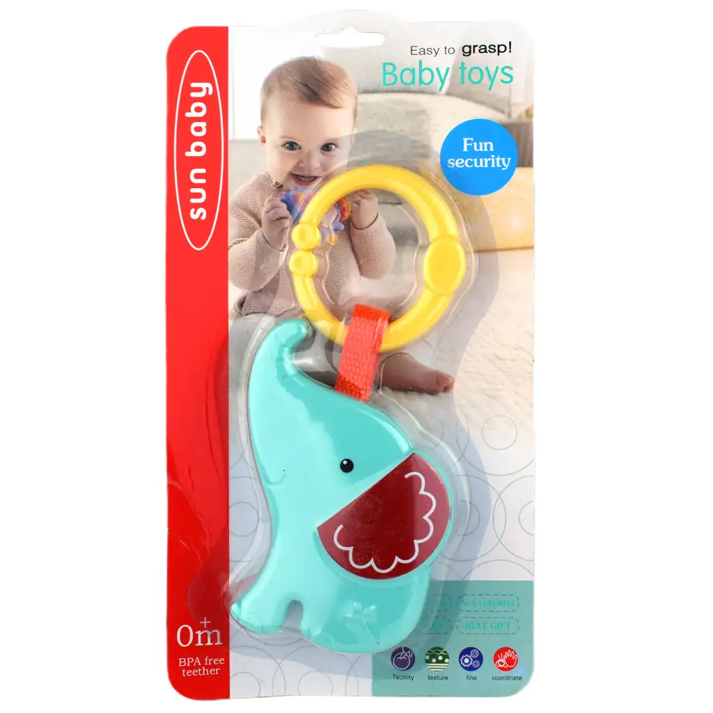 imagen de Sun Baby: Divertido elefante libre de BPA sonajero azul 4