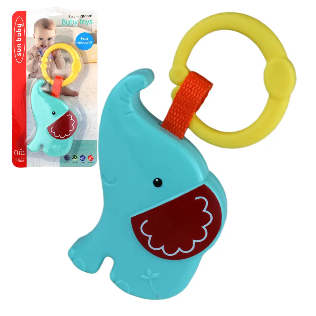 imagen de Sun Baby: Divertido elefante libre de BPA sonajero azul 1