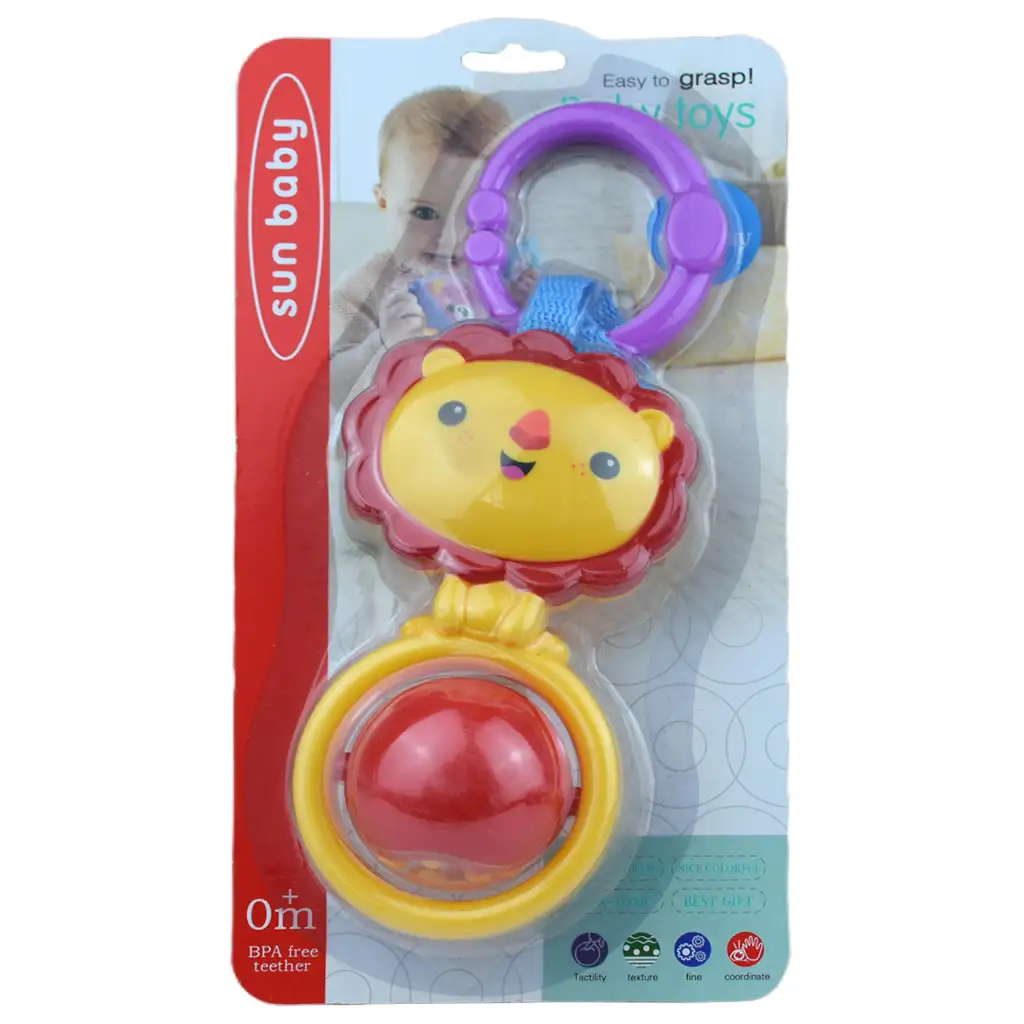 imagen de Sun Baby: Divertido león sonajero libre de BPA con bola giratoria 3