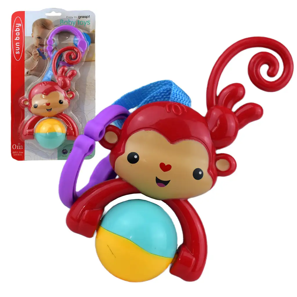 imagen de Sun Baby: Divertido mono sonajero sin BPA con bola giratoria 1