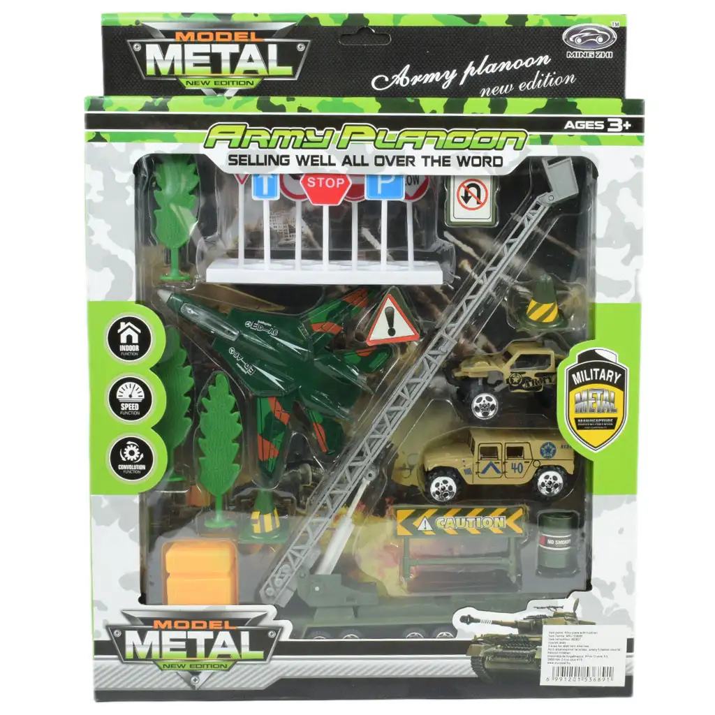 imagen de Super Army: Set de juego militar con vehículos de metal y avión de fricción en dos versiones 12