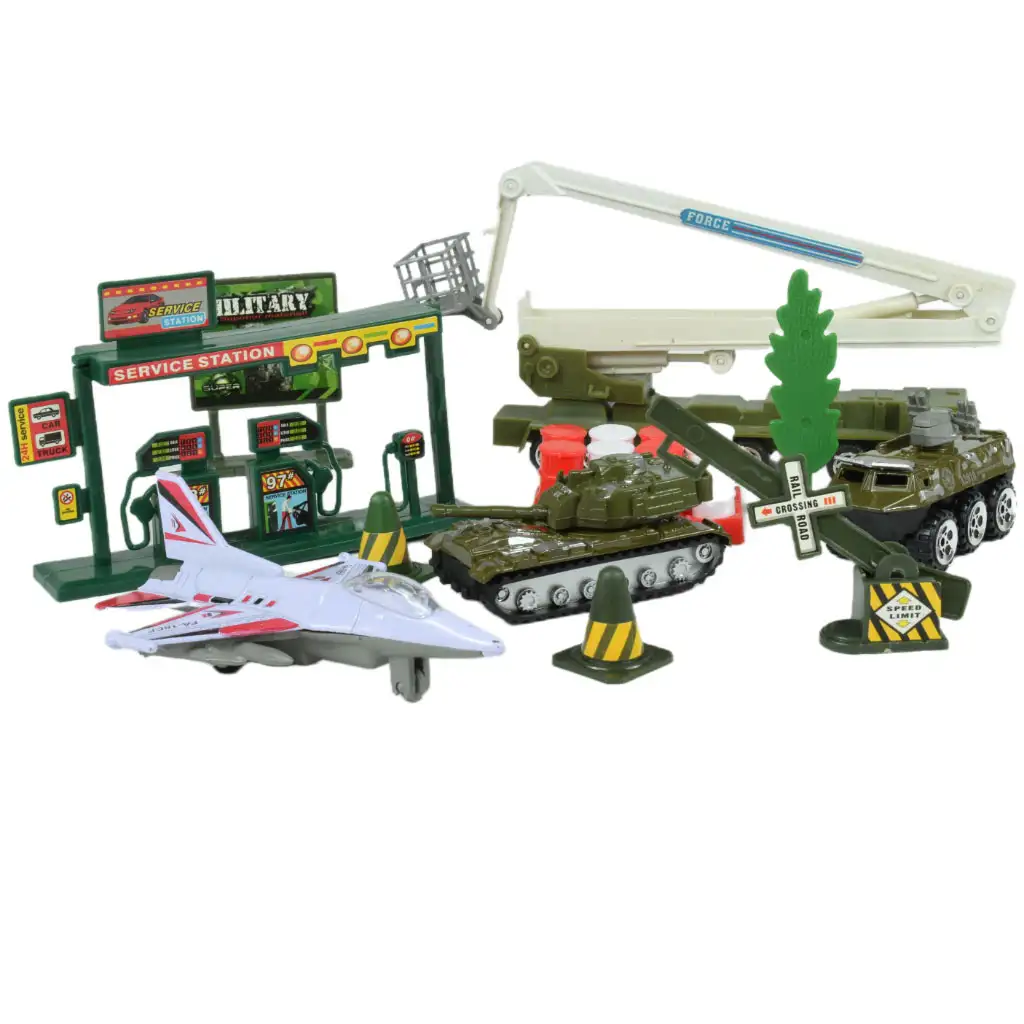 imagen de Super Army: Set de juego militar con vehículos de metal y avión de fricción en dos versiones 7