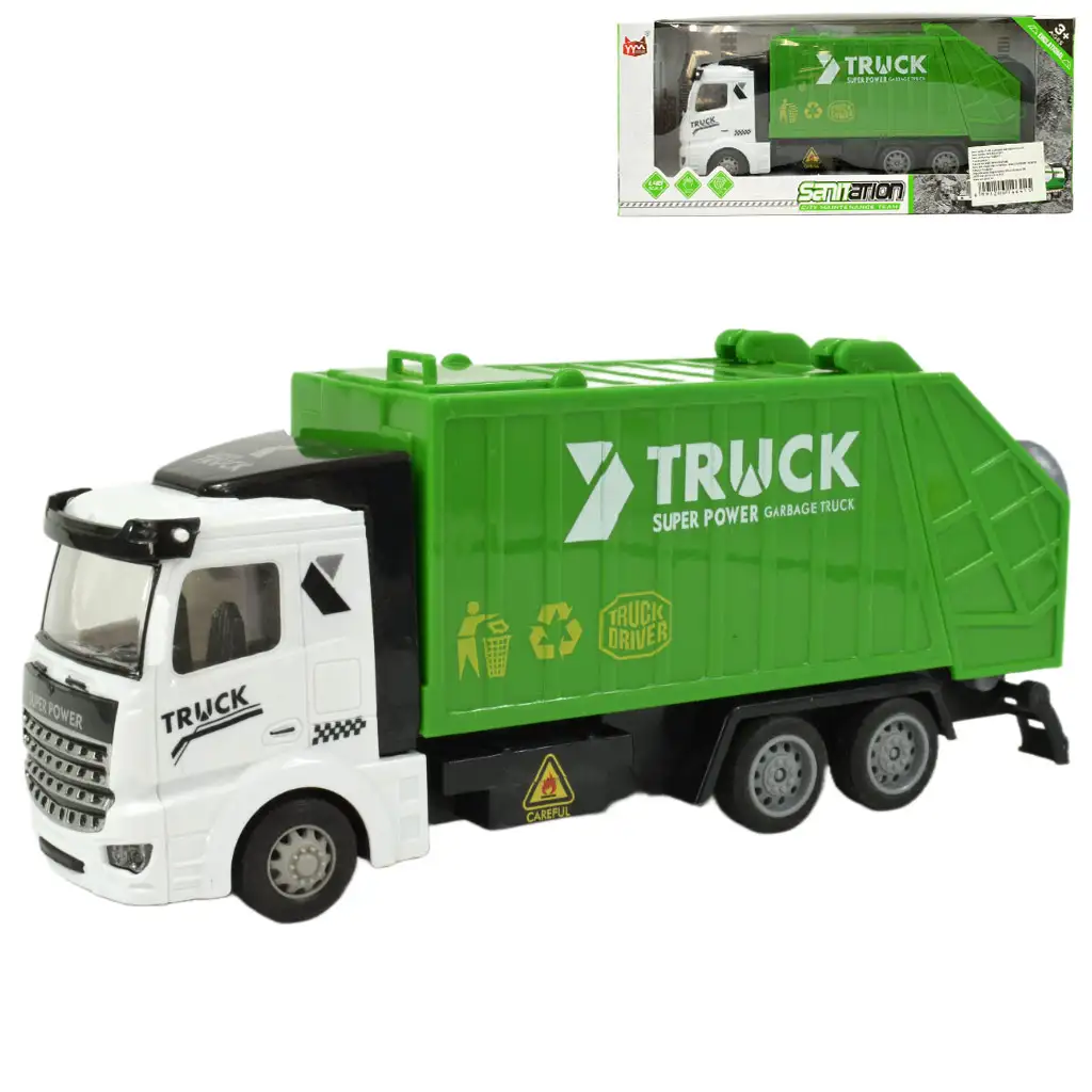 imagen de Super Truck: Camión de basura con contenedor y ruedas de resorte 20cm 1
