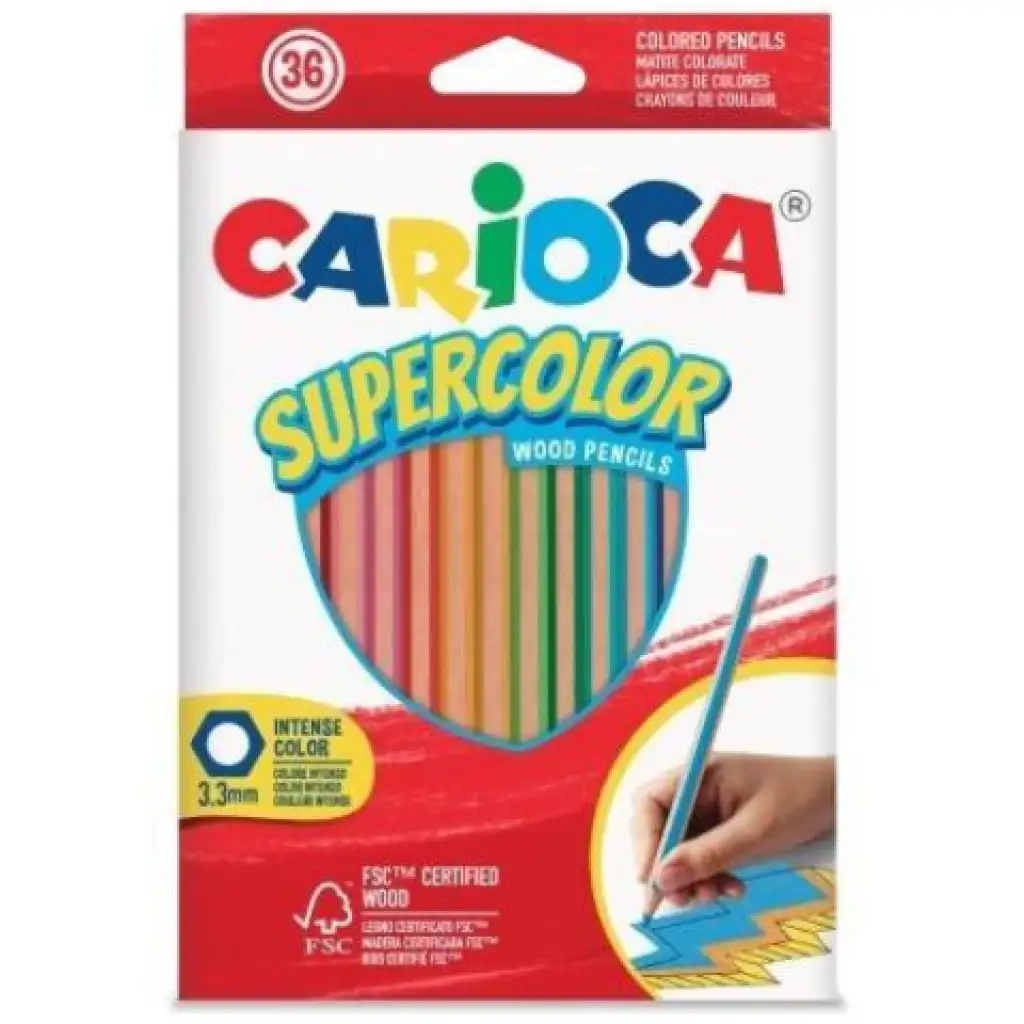 imagen de SuperColor juego de lápices de colores triangulares de 36 piezas - Carioca 1
