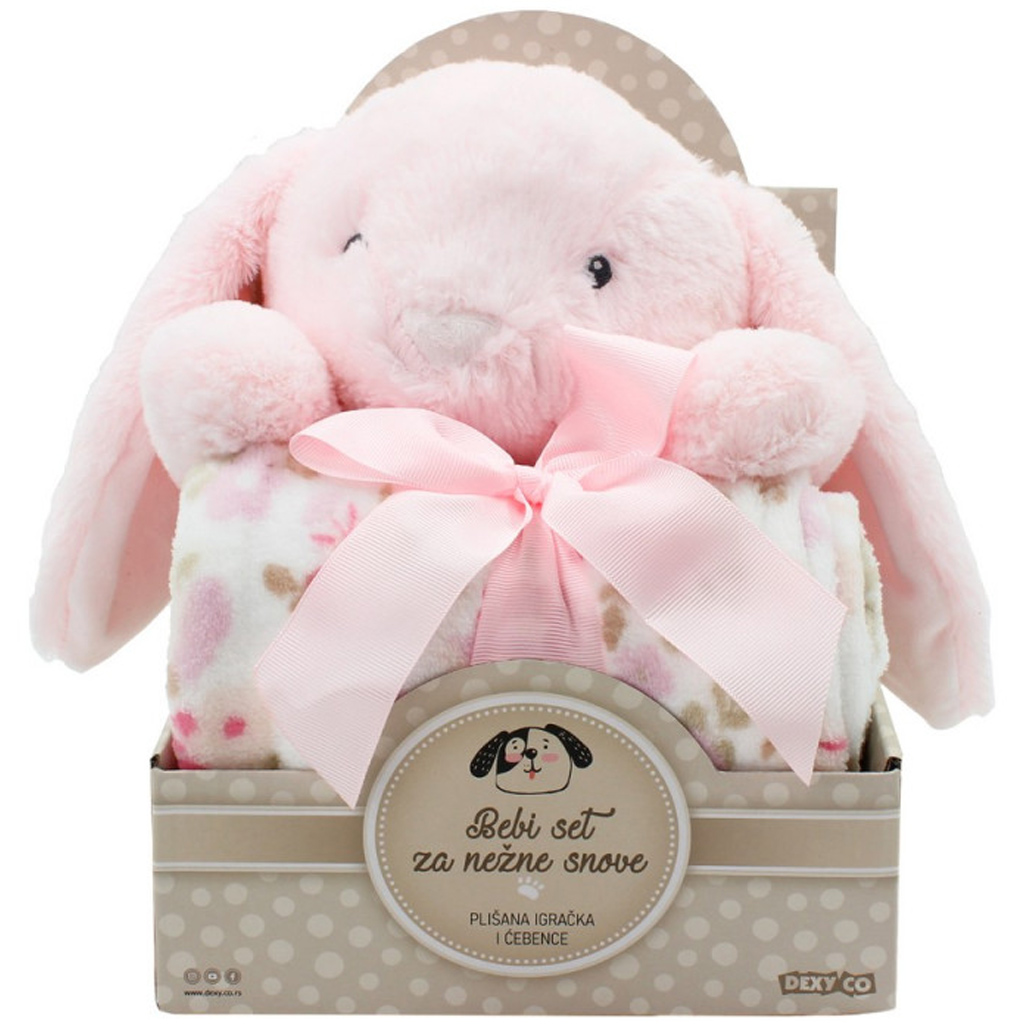 imagen de SweetDreams: Manta y conejito de peluche en color rosa 1