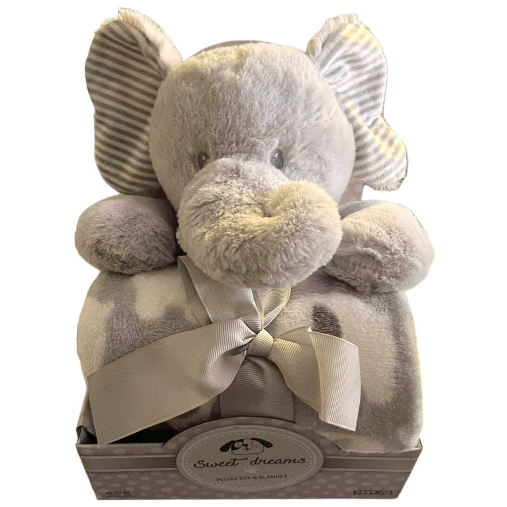 imagen de SweetDreams: Manta y elefante de peluche en color gris 1