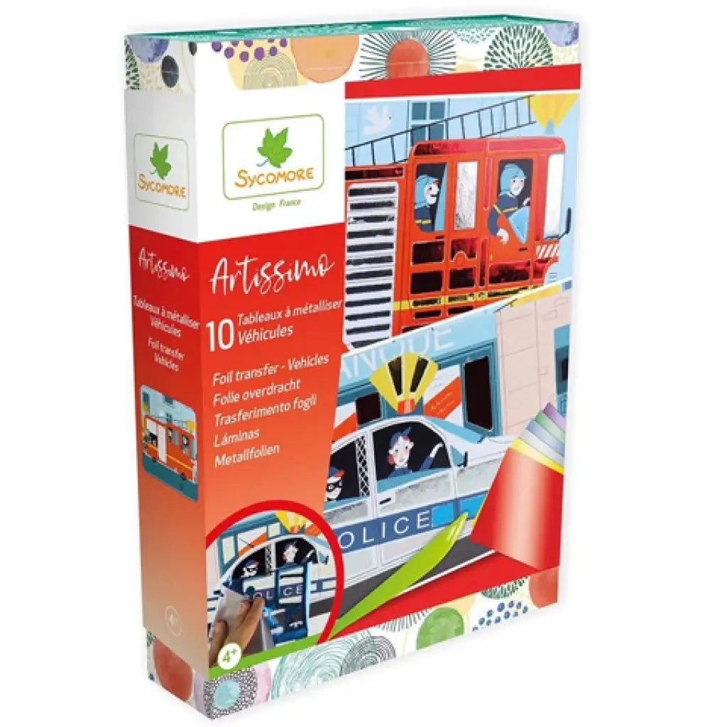 imagen de Sycomore: Artissimo Set creativo para decorar con foil metálico - Vehículos 1