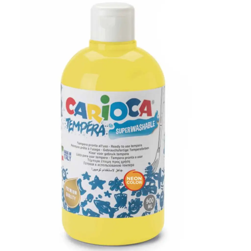 imagen de Tempera de color amarillo neón 500ml - Carioca 1
