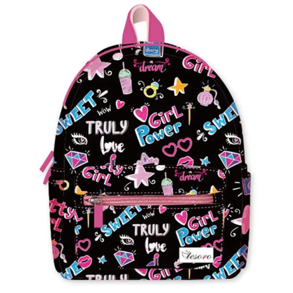 imagen de Tesoro: Girl Power mochila mini negra-rosa 1