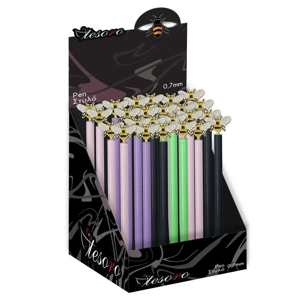 imagen de Tesoro: Plumas con diseño de abeja en varios colores 1ud 1