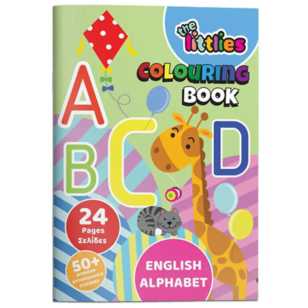 imagen de The Littlies: ABC libro para colorear de 24 páginas con 50 pegatinas A4 1