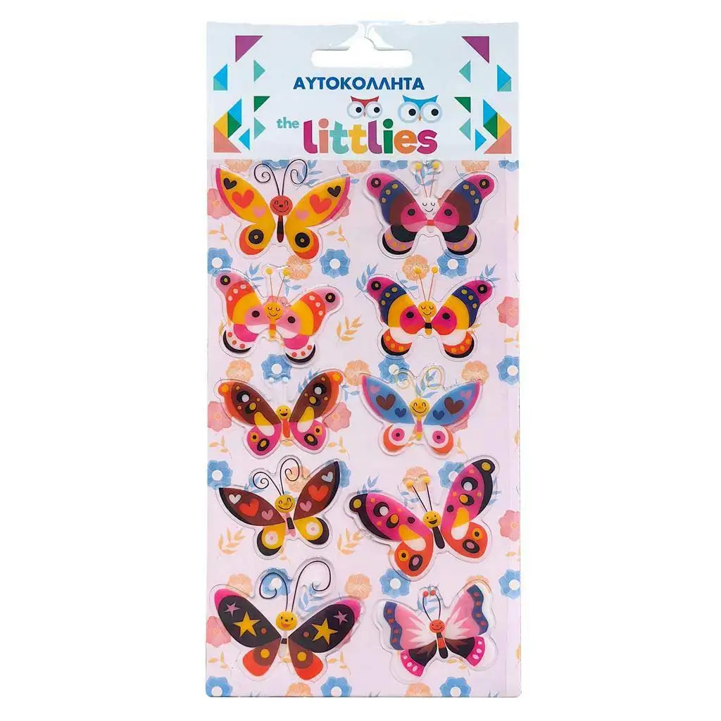 imagen de The Littlies: Juego de pegatinas 3D de espuma con diseño de mariposas en hoja de 10x22cm 1
