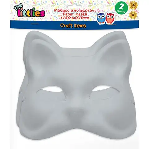 imagen de The Littlies: Máscara de papel blanca decorable en forma de gato, set de 2 piezas 1
