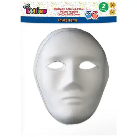 imagen de The Littlies: Set de 2 máscaras faciales de papel blanco alargadas decorables 1