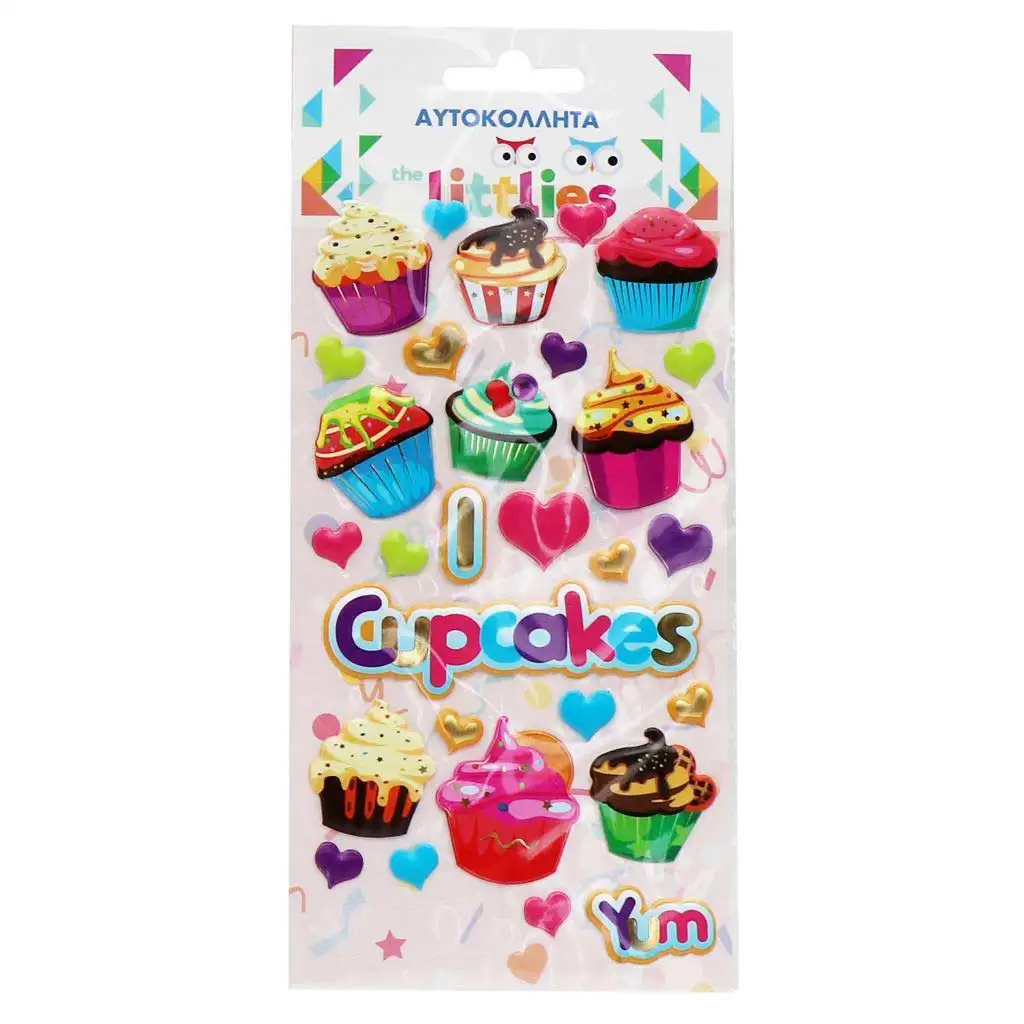 imagen de The Littlies: Set de pegatinas 3D de espuma con diseño de muffin en hoja de 10x22cm 1