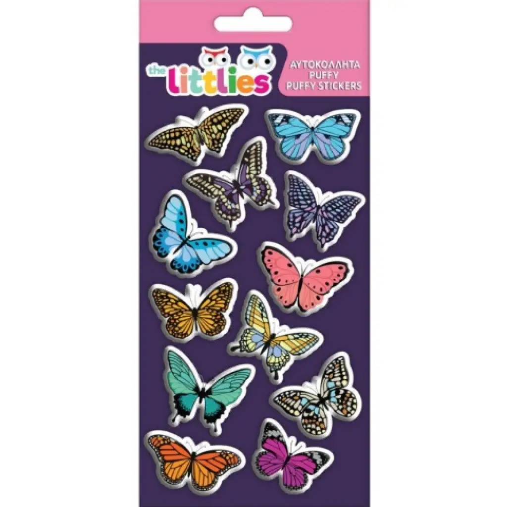 imagen de The Littlies: Set de pegatinas 3D de mariposas en hoja de 10x22cm 1