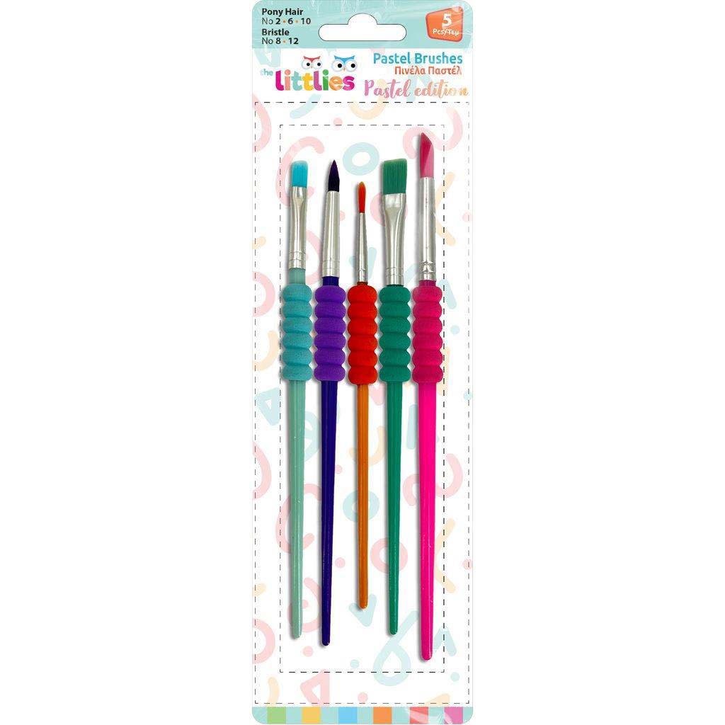 imagen de The Littlies: Set de pinceles de plástico en colores pastel de 5 piezas 1