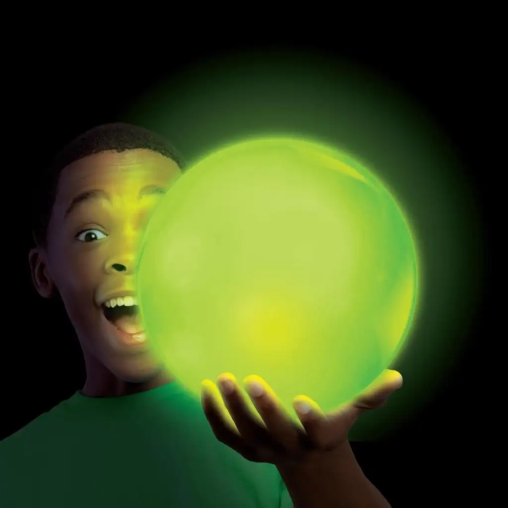 imagen de Tiny Glowzilla Wubble balón de burbujas de neón iluminado verde de 30 cm 2